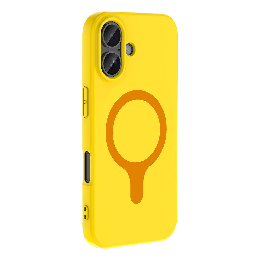 Apple iPhone 16 Kılıf M-Safe Şarj Özellikli Zore Aris Silikon Kapak Sarı