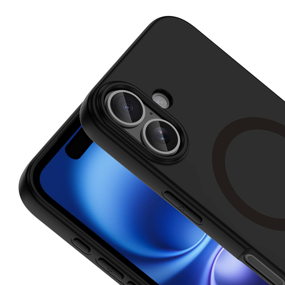 Apple iPhone 16 Kılıf M-Safe Şarj Özellikli Zore Aris Silikon Kapak Siyah