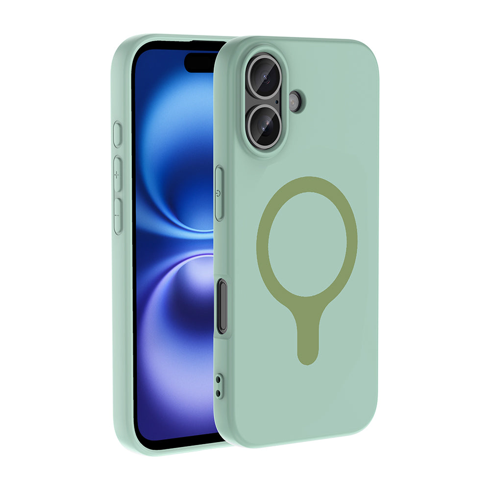 Apple iPhone 16 Kılıf M-Safe Şarj Özellikli Zore Aris Silikon Kapak Turkuaz