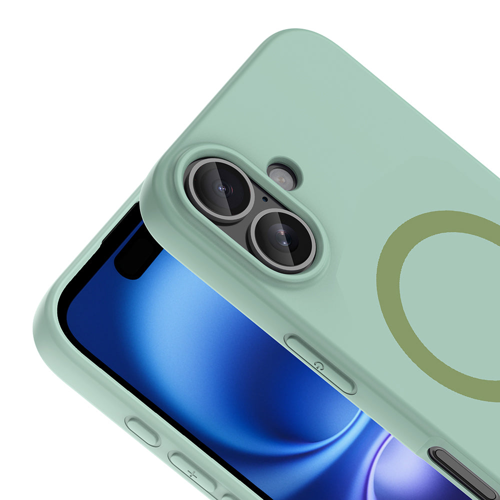 Apple iPhone 16 Kılıf M-Safe Şarj Özellikli Zore Aris Silikon Kapak Turkuaz