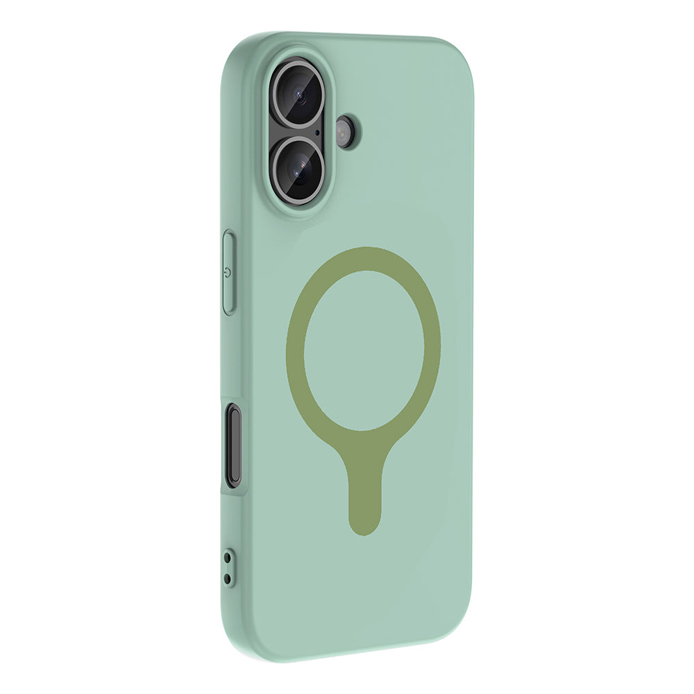 Apple iPhone 16 Kılıf M-Safe Şarj Özellikli Zore Aris Silikon Kapak Turkuaz
