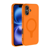 Apple iPhone 16 Kılıf M-Safe Şarj Özellikli Zore Aris Silikon Kapak Turuncu