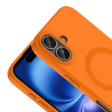 Apple iPhone 16 Kılıf M-Safe Şarj Özellikli Zore Aris Silikon Kapak Turuncu