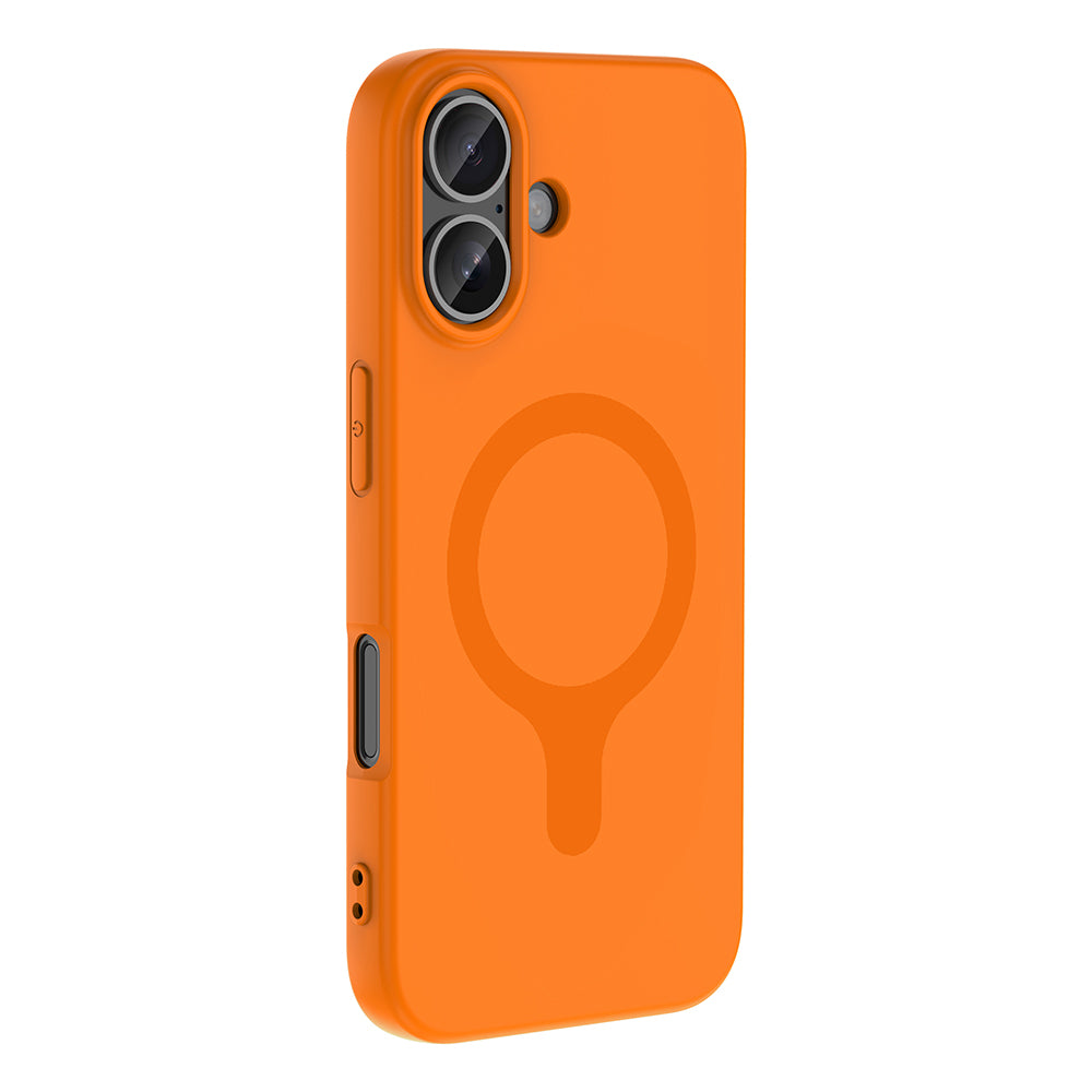 Apple iPhone 16 Kılıf M-Safe Şarj Özellikli Zore Aris Silikon Kapak Turuncu