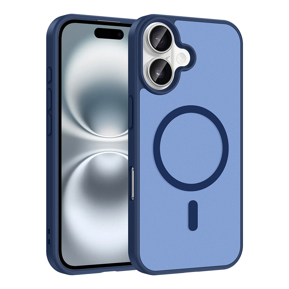 Apple iPhone 16 Kılıf M-safe Şarj Özellikli Babet Kapak Mavi