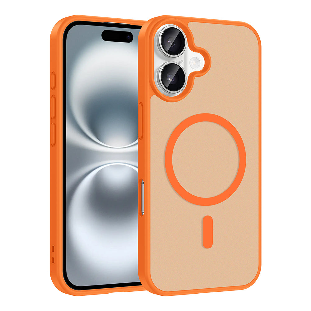 Apple iPhone 16 Kılıf M-safe Şarj Özellikli Babet Kapak Turuncu
