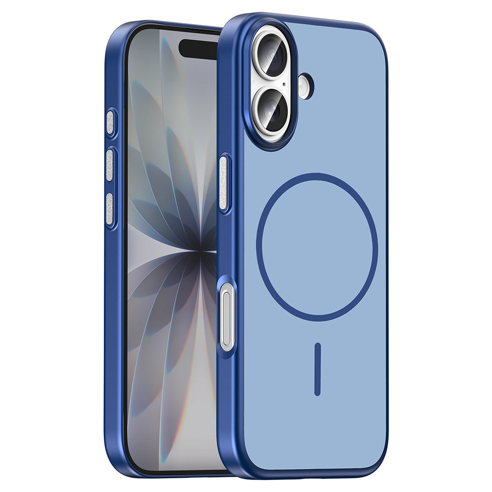 Apple iPhone 16 Kılıf M-Safe Şarj Özellikli Zore Lora PC Kapak Lacivert