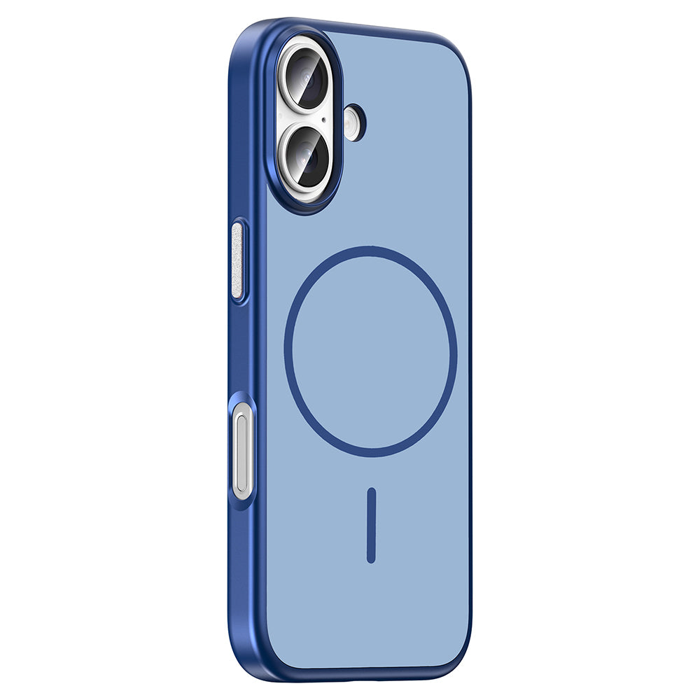 Apple iPhone 16 Kılıf M-Safe Şarj Özellikli Zore Lora PC Kapak Lacivert
