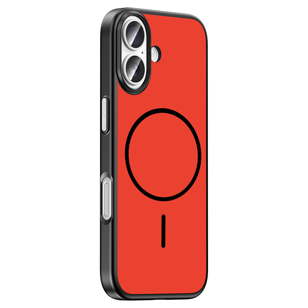 Apple iPhone 16 Kılıf M-Safe Şarj Özellikli Zore Lora PC Kapak Kırmızı-Gri