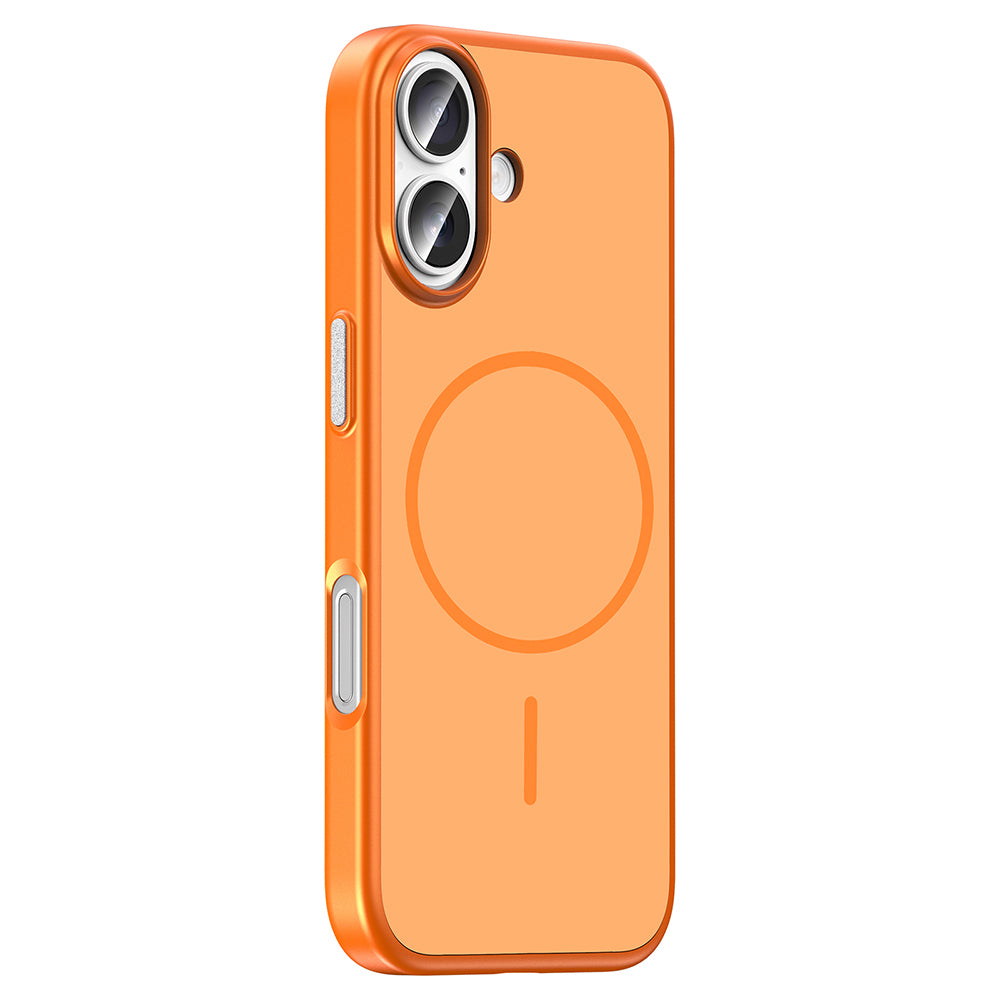 Apple iPhone 16 Kılıf M-Safe Şarj Özellikli Zore Lora PC Kapak Turuncu
