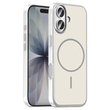 Apple iPhone 16 Kılıf M-Safe Şarj Özellikli Zore Lora PC Kapak Gümüş