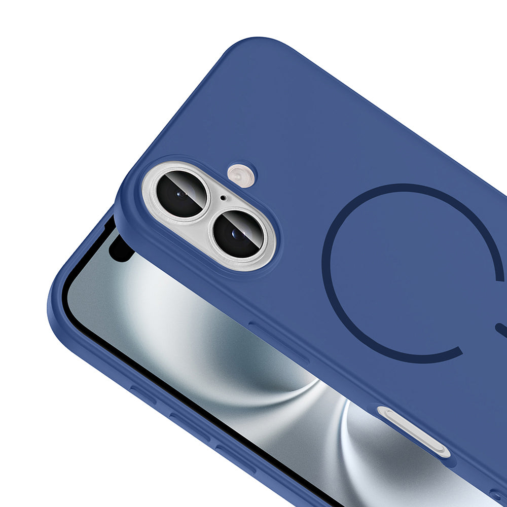Apple iPhone 16 Kılıf M-safe Şarj Özellikli Zore Meta Kapak Titanyum-Gri