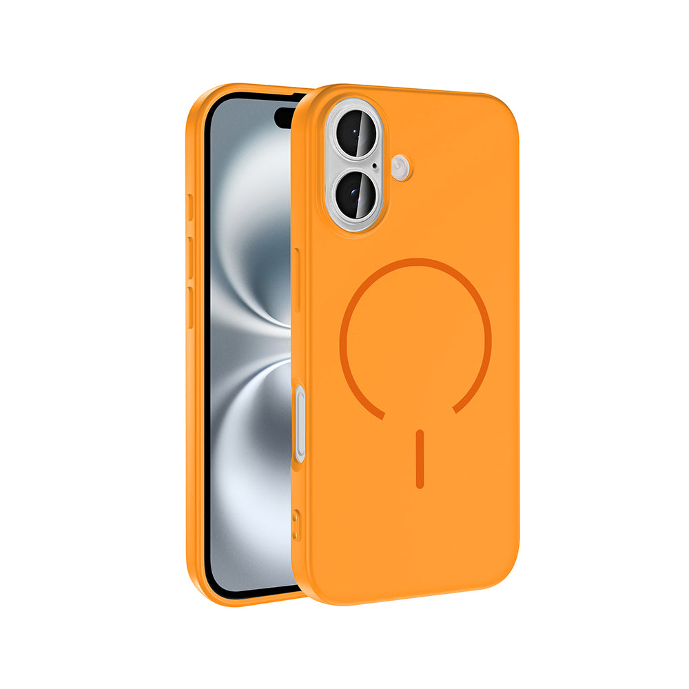 Apple iPhone 16 Kılıf M-safe Şarj Özellikli Zore Meta Kapak Titanyum-Gri