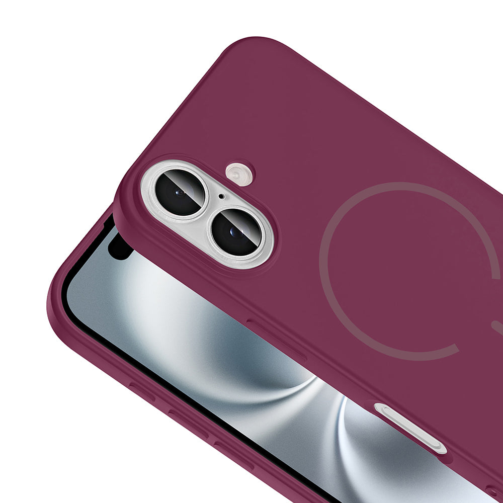 Apple iPhone 16 Kılıf M-safe Şarj Özellikli Zore Meta Kapak Titanyum-Gri