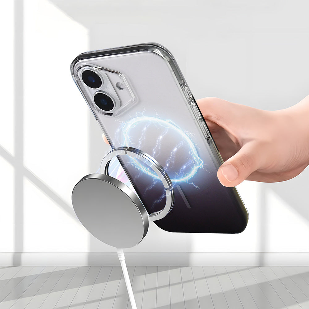 Apple iPhone 16 Kılıf M-Safe Şarj Özellikli Zore Septik Silikon Kapak Turuncu
