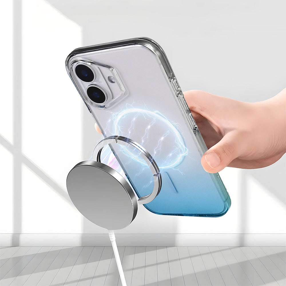 Apple iPhone 16 Kılıf M-Safe Şarj Özellikli Zore Septik Silikon Kapak Turuncu