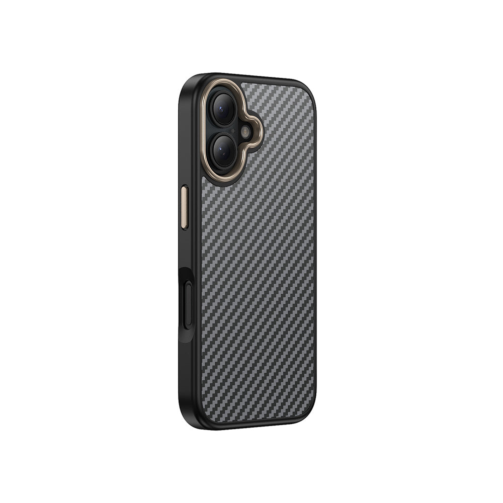 Apple iPhone 16 Kılıf M-safe Şarj Özellikli Karbon Fiber Görünümlü Zore Antina Kapak Mavi