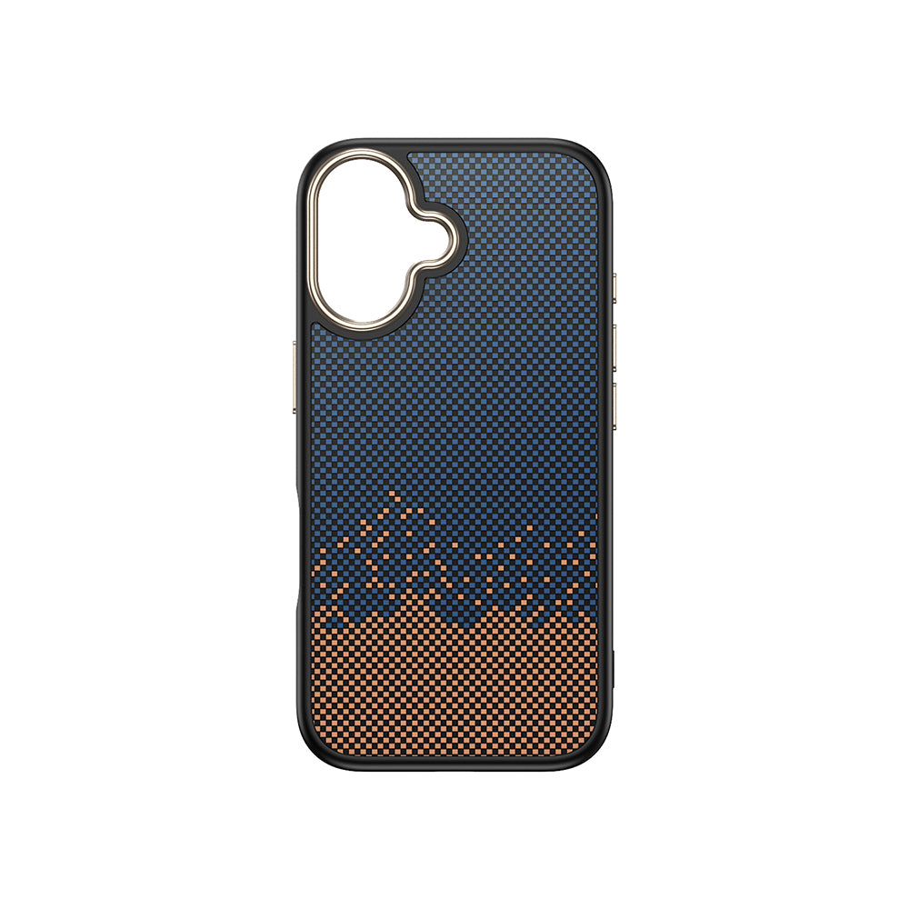 Apple iPhone 16 Kılıf M-safe Şarj Özellikli Karbon Fiber Görünümlü Zore Antina Kapak Mavi
