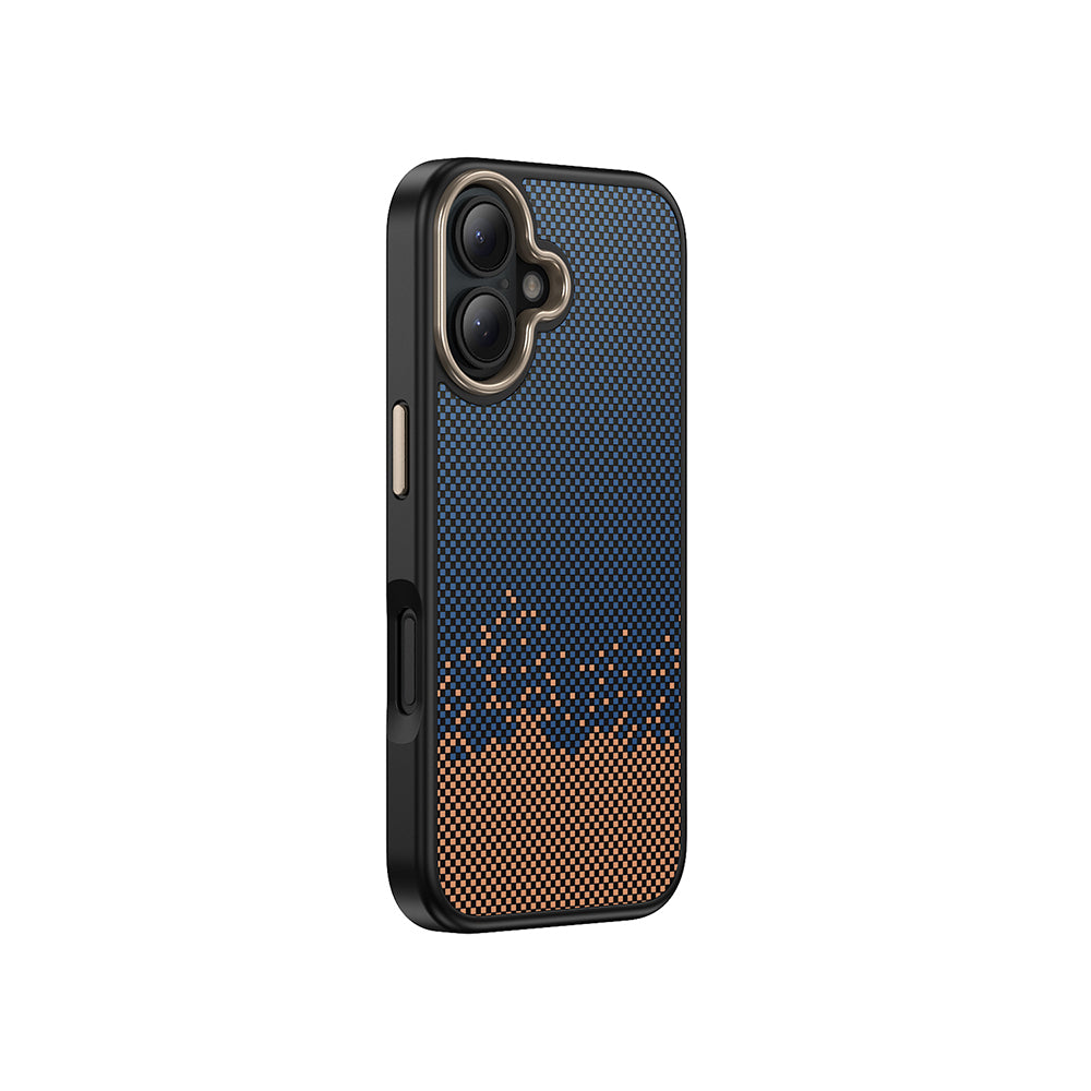 Apple iPhone 16 Kılıf M-safe Şarj Özellikli Karbon Fiber Görünümlü Zore Antina Kapak Gri