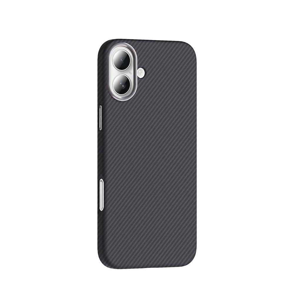 Apple iPhone 16 Kılıf M-safe Şarj Özellikli Karbon Fiber Görünümlü Zore Gros Kapak Gri-Siyah