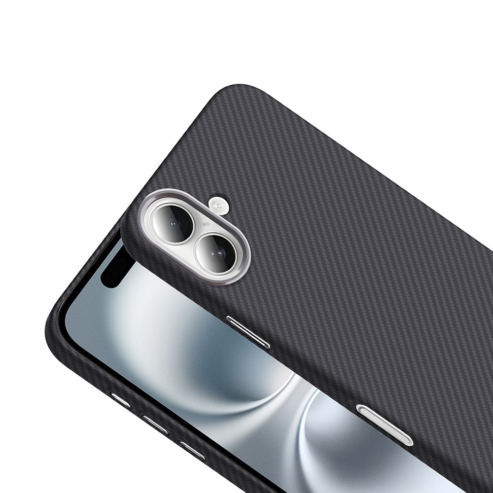 Apple iPhone 16 Kılıf M-safe Şarj Özellikli Karbon Fiber Görünümlü Zore Gros Kapak Gri-Siyah