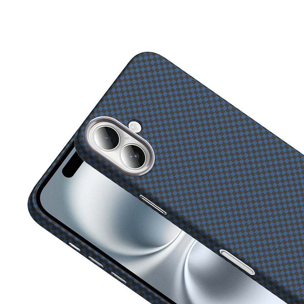 Apple iPhone 16 Kılıf M-safe Şarj Özellikli Karbon Fiber Görünümlü Zore Gros Kapak Gold-Siyah