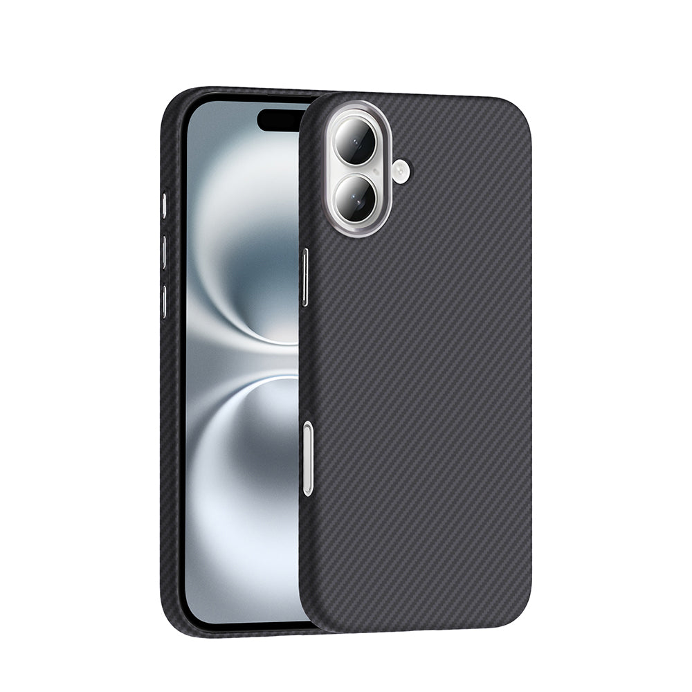 Apple iPhone 16 Kılıf M-safe Şarj Özellikli Karbon Fiber Görünümlü Zore Gros Kapak Siyah