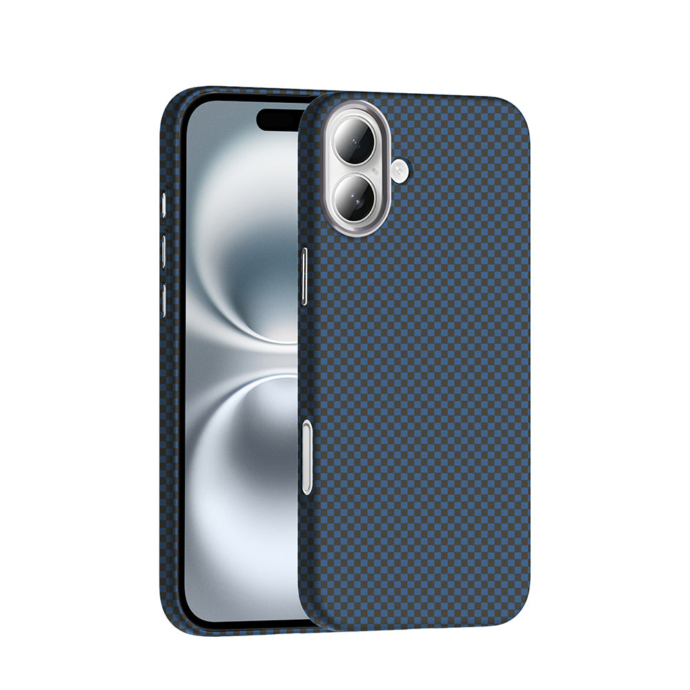 Apple iPhone 16 Kılıf M-safe Şarj Özellikli Karbon Fiber Görünümlü Zore Gros Kapak Lacivert