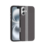 Apple iPhone 16 Kılıf M-safe Şarj Özellikli Karbon Fiber Görünümlü Zore Gros Kapak Gri-Siyah