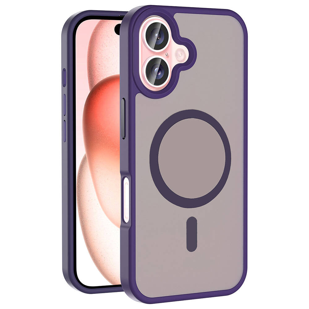 Apple iPhone 16 Kılıf M-safe Şarj Özellikli Mat Arka Yüzey Zore Sio Kapak Gri