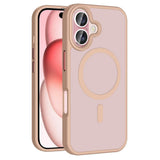 Apple iPhone 16 Kılıf M-safe Şarj Özellikli Mat Arka Yüzey Zore Sio Kapak Rose Gold
