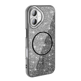 Apple iPhone 16 Kılıf M-safe Şarj Özellikli Parlayan Simli Zore Okso Kapak Gold