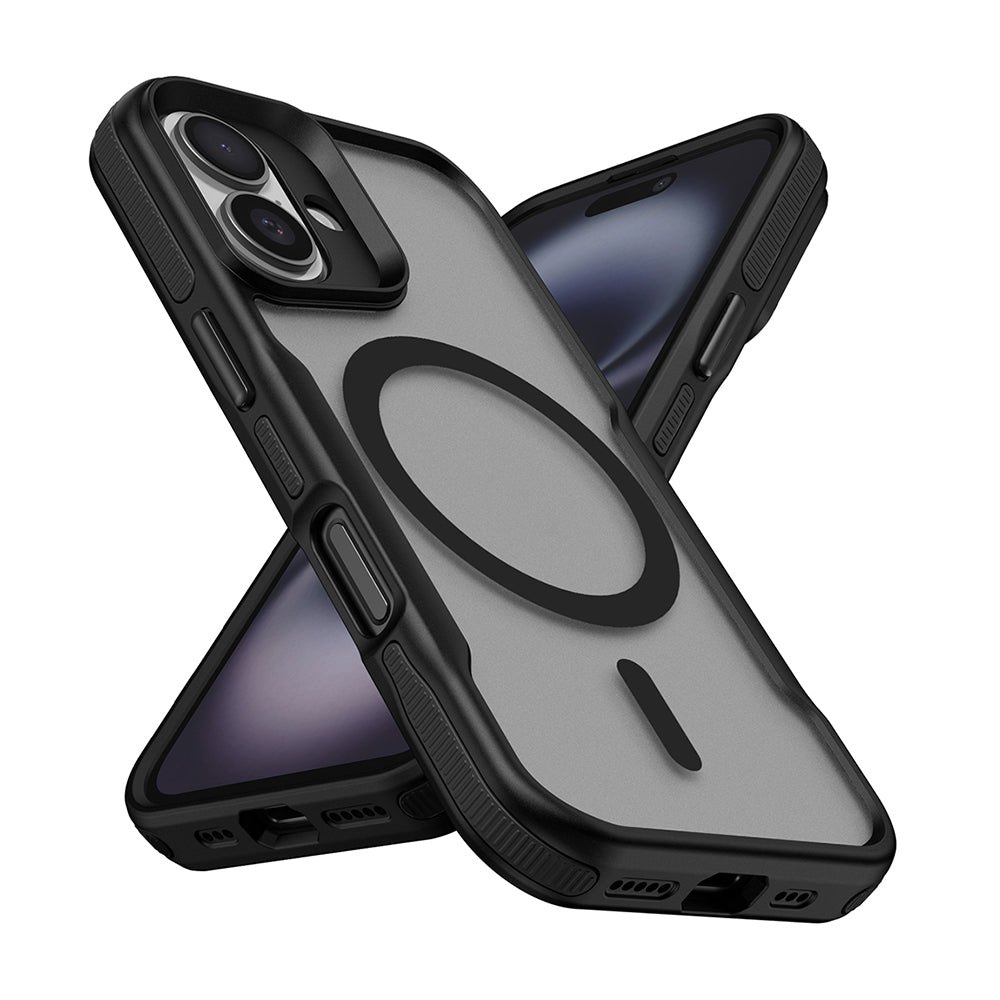 Apple iPhone 16 Kılıf M-safe Şarj Özellikli Renkli Kenar Airbag Şeritli Zore Lamer Kapak Turuncu