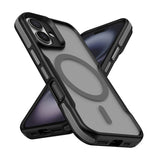 Apple iPhone 16 Kılıf M-safe Şarj Özellikli Renkli Kenar Airbag Şeritli Zore Lamer Kapak Gri