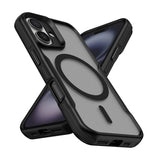Apple iPhone 16 Kılıf M-safe Şarj Özellikli Renkli Kenar Airbag Şeritli Zore Lamer Kapak Siyah