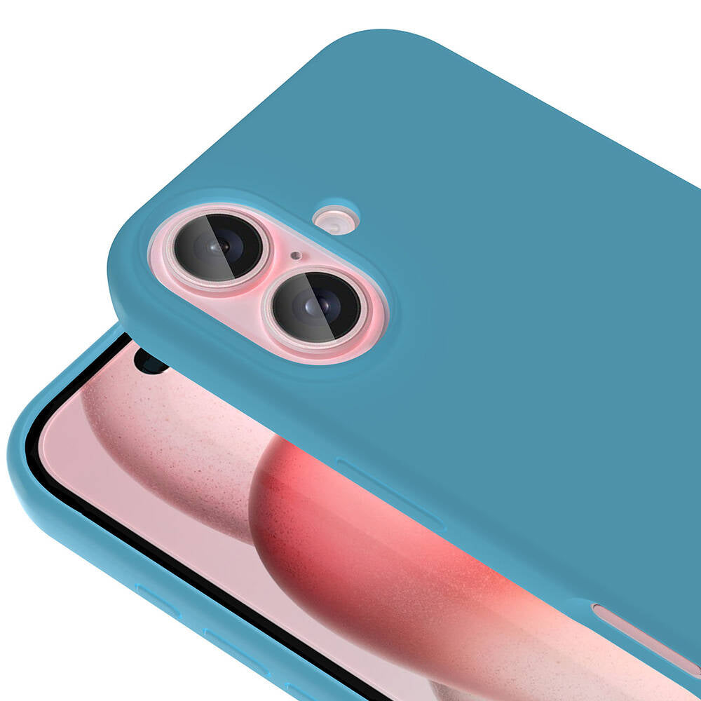 Apple iPhone 16 Kılıf M-safe Şarj Özellikli Sıvı Teknolojili Silinebilir Sert Zore Kivi Kapak Mavi