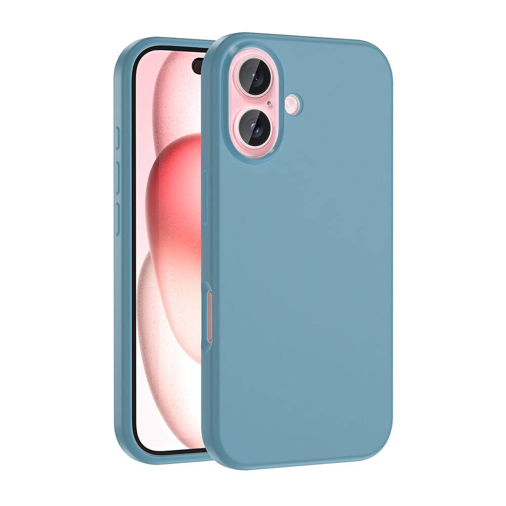 Apple iPhone 16 Kılıf M-safe Şarj Özellikli Sıvı Teknolojili Silinebilir Sert Zore Kivi Kapak Mavi