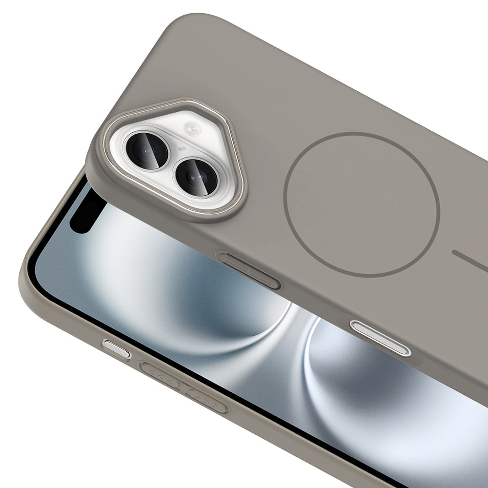 Apple iPhone 16 Kılıf M-safe Şarj Özellikli Zore Ruby Sert Kapak Desert Titanyum