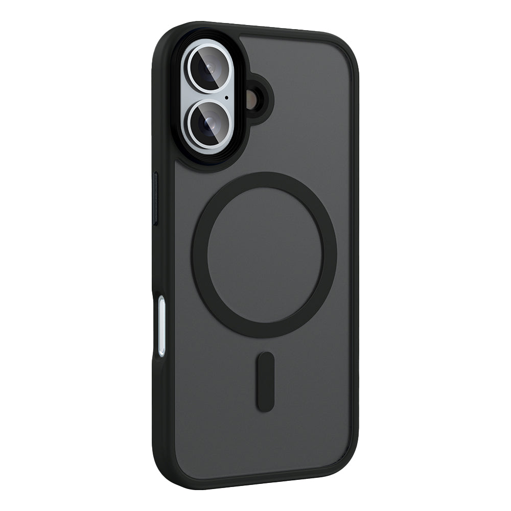 Apple iPhone 16 Kılıf Mat Arka Yüzey Wireless Şarj Özellikli Zore Flet M-safe Kapak Gümüş