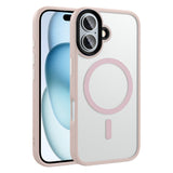 Apple iPhone 16 Kılıf Mat Arka Yüzey Wireless Şarj Özellikli Zore Flet M-safe Kapak Rose Gold