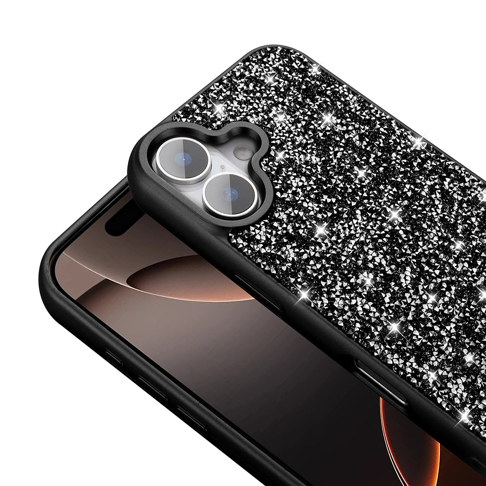 Apple iPhone 16 Kılıf Parlak Taşlı Tasarım Zore Pırlanta Kapak Pembe