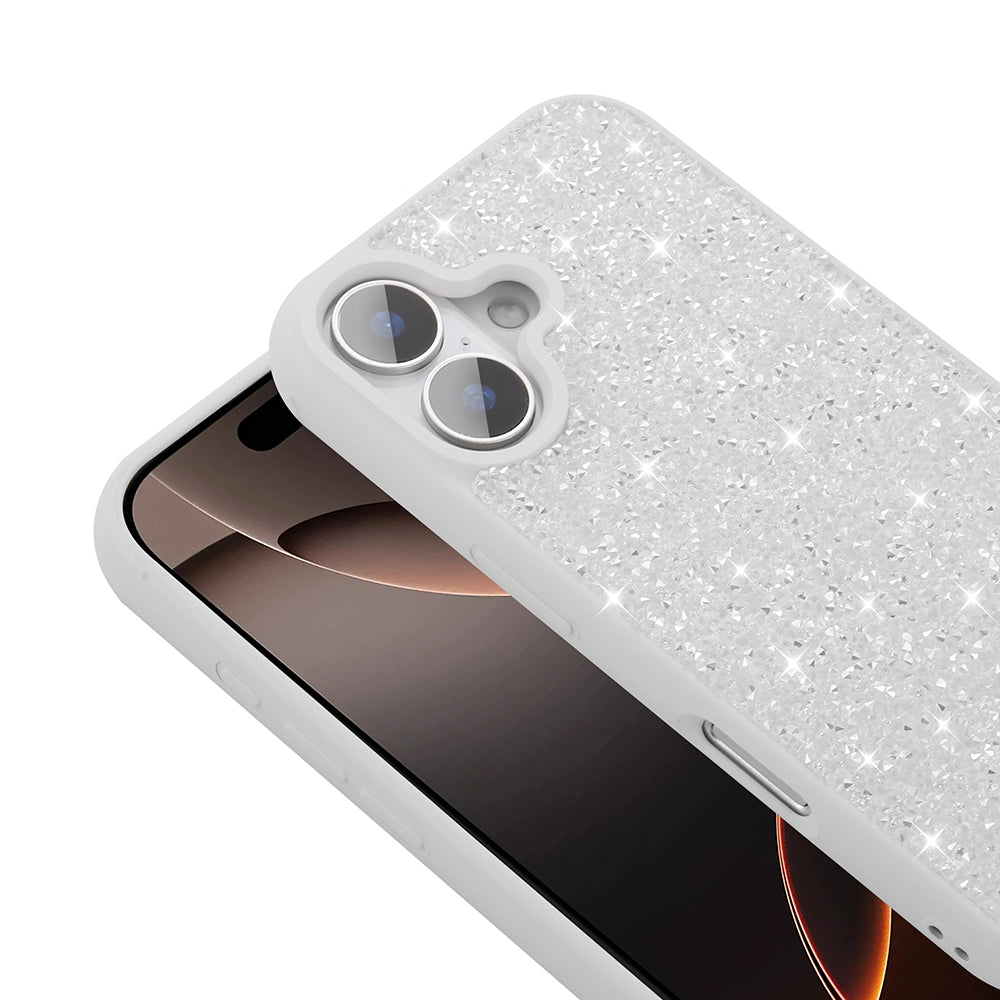 Apple iPhone 16 Kılıf Parlak Taşlı Tasarım Zore Pırlanta Kapak Pembe