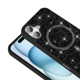Apple iPhone 16 Kılıf Pırlanta Tasarımlı M-safe Şarj Özellikli Zore Mozaik Silikon Kapak Titanyum-Gri