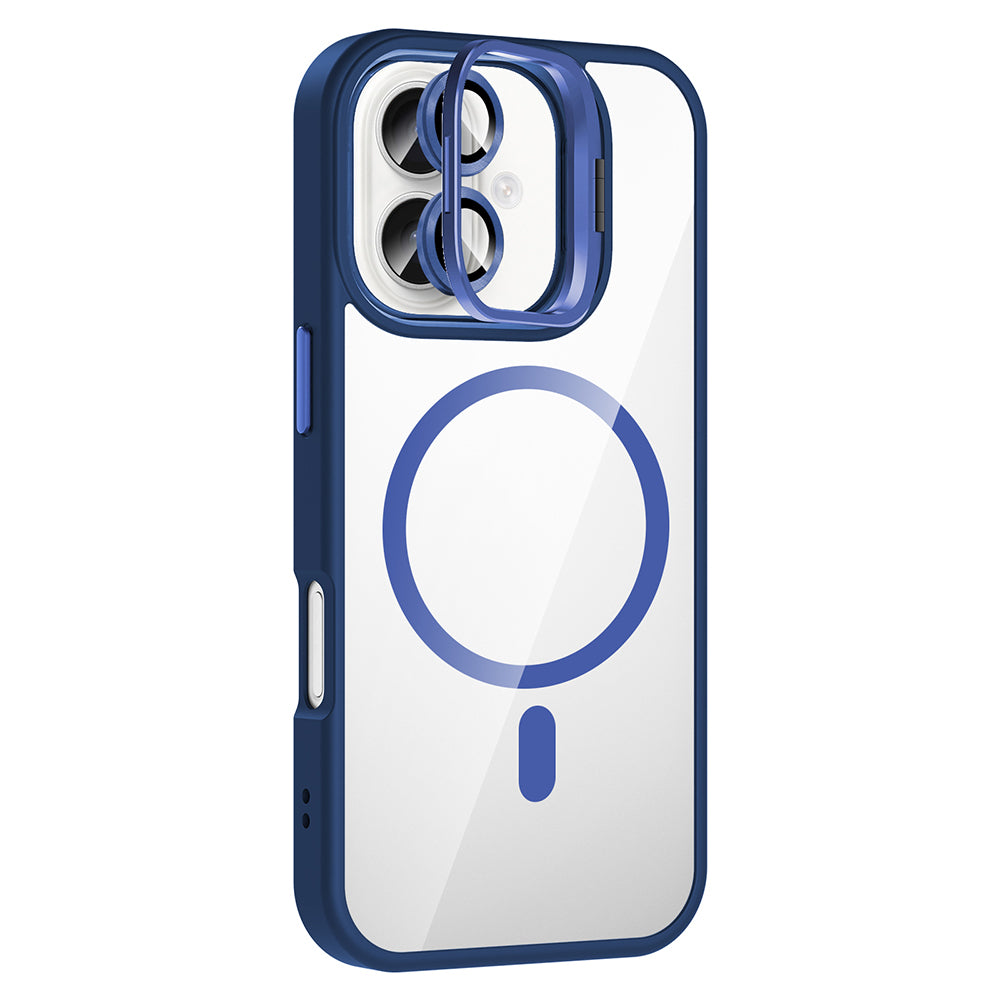 Apple iPhone 16 Kılıf Standlı ve Kamera Lens Hediyeli M-Safe Şarj Özellikli Zore Etro Kapak Pembe