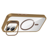 Apple iPhone 16 Kılıf Standlı ve Kamera Lens Hediyeli M-Safe Şarj Özellikli Zore Etro Kapak Siyah