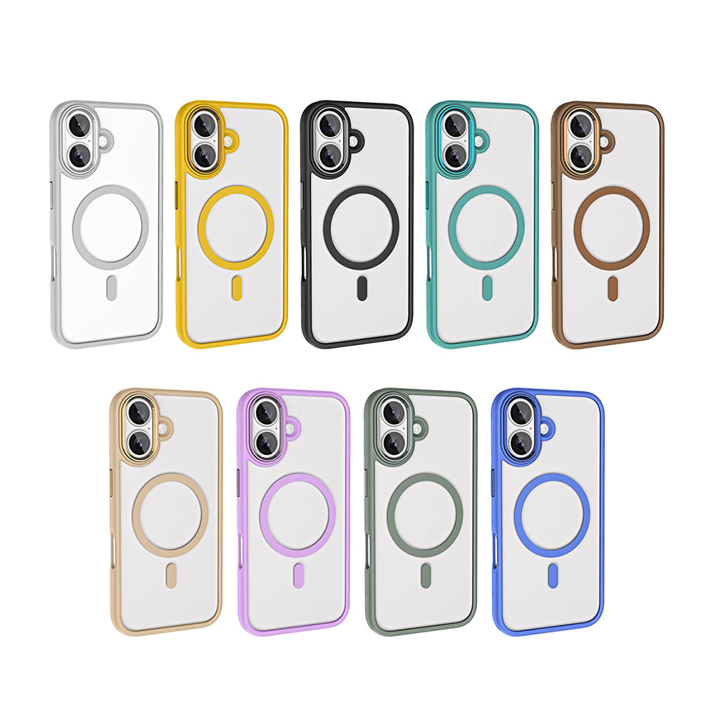Apple iPhone 16 Kılıf Wireless Şarj Özellikli Zore Krom M-safe Silikon Kapak Yeşil