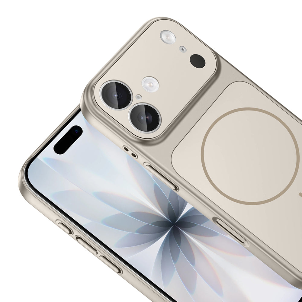 Apple iPhone 16 Kılıf Zore M-Safe Şarj Özellikli Kamera Korumalı Formen Kapak Gold