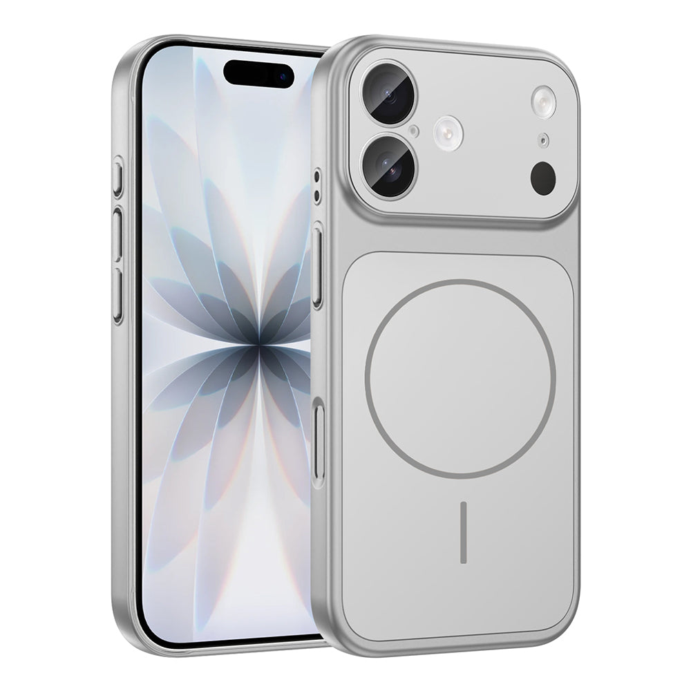 Apple iPhone 16 Kılıf Zore M-Safe Şarj Özellikli Kamera Korumalı Formen Kapak Gümüş