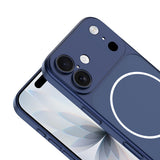 Apple iPhone 16 Kılıf Zore M-Safe Şarj Özellikli Kamera Korumalı Spark Kapak Mavi