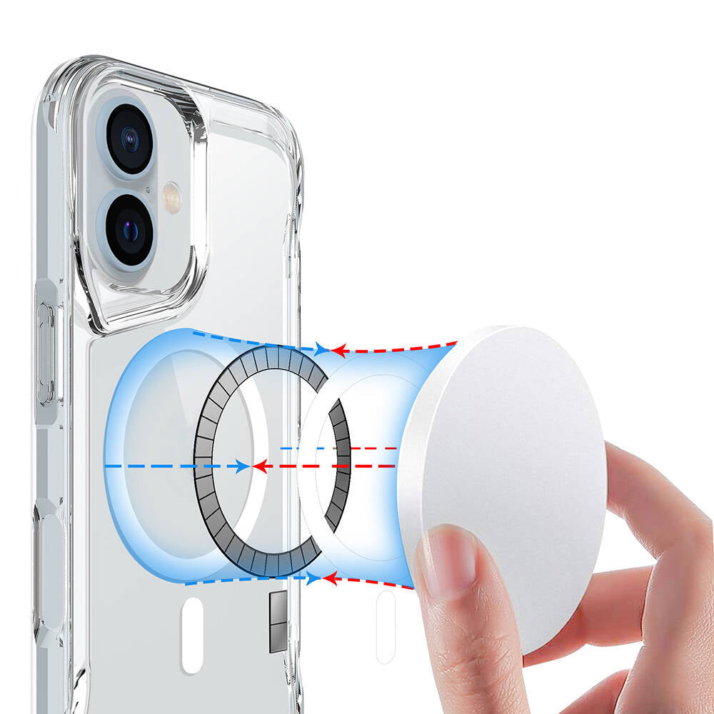Apple iPhone 16 Kılıf Zore M-safe Şarj Özellikli T-Max M-safe Kapak Şeffaf